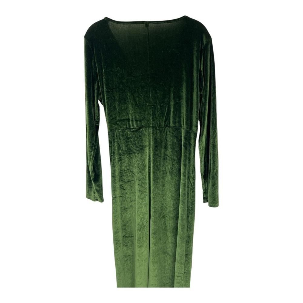 Elegant Green Velvet festival, Holliday Whimsygoth MIDI V Neck Dress SZ L - Picture 6 of 11